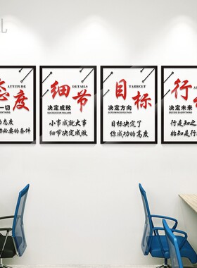公司企业办公室文化墙面装饰布置励志激励标语3d立体墙贴画定制