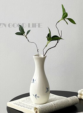 青花瓷小花瓶新中式陶瓷摆件客厅水养插花轻奢高级中国风瓷器复古