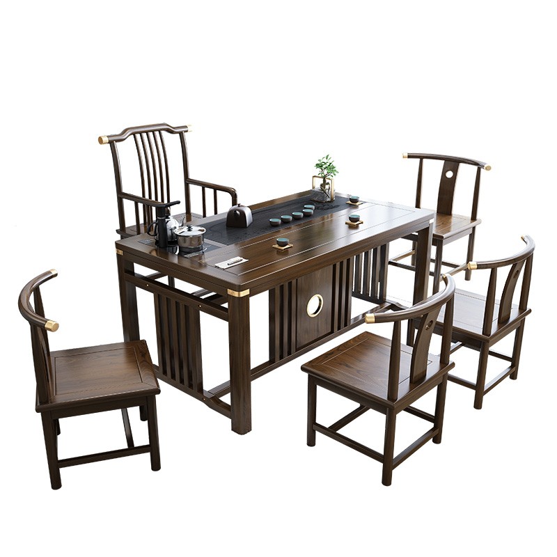 New Chinese style tea table and chair combination solid wood modern simple coffee table office tea set set integrated Zen tea making table