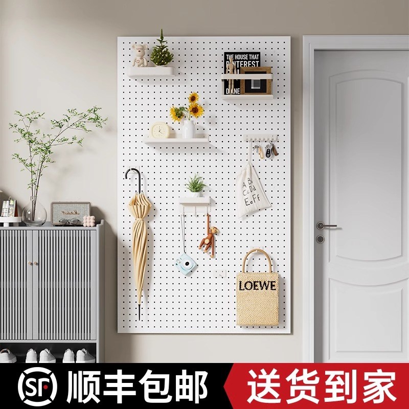 Customized stainless steel perforated board without punching metal magnetic storage rack shape wall decoration entrance hall black
