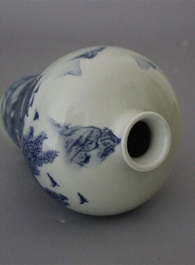 景德镇仿古陶瓷同治青花江南水乡梅瓶家居装饰展柜收藏摆件新中式