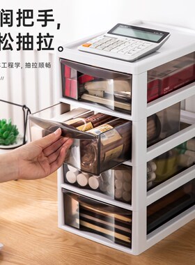 办公桌面收纳盒透明小抽屉式收纳柜书本文具杂物化妆品整理收纳箱