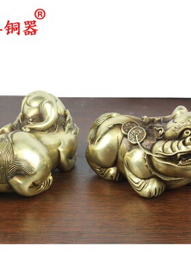 宇卓铜器 纯铜貔貅黄铜貔貅工艺品摆件皮丘一对瑞兽开业礼品