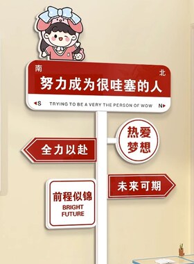 创意路牌励志标语中考班级装饰文化墙贴教室布置黑板上面挂画高