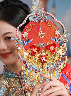 新款新娘团扇结婚出嫁diy材料包喜扇中式手捧花成品双面秀禾婚礼