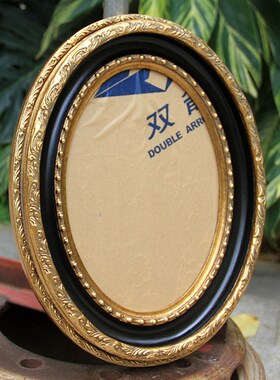 圆形油画框定制油画装裱黑色金色带有机玻璃圆形椭圆形宽度7cm
