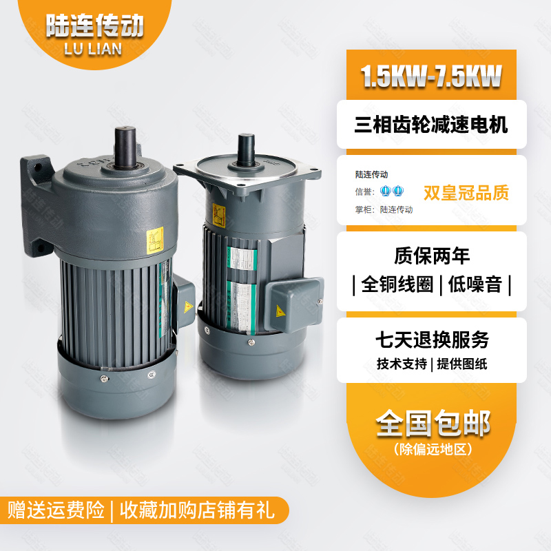 陆连减速电机380V卧式1500W3000W变频调速7500W立式齿轮减速机 - 图0