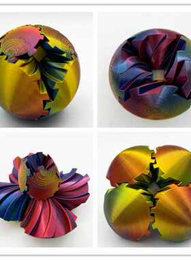亚马逊新款3D打印弧度齿轮球旋转球Gear Ball 立体Fidget玩具减压