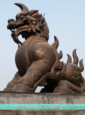 大型像雕獬豸独角定雕铜兽制古代园林景观塑像铸铜雕塑传统瑞兽像
