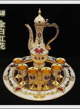 欧式酒酒红仿柜摆件送礼品复古典合金属古具酒壶酒杯托盘套装饰品