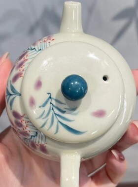 惊蛰 草木灰釉下彩茶壶茶杯手绘紫藤花葫芦杯泡茶器茶具一壶一杯