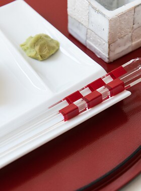 【7.8折】日本进口彩色格纹透明树脂筷子日式尖头筷洗碗机可用
