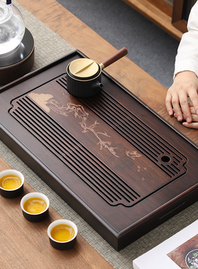 茶盘家用小茶台功夫茶具2026新款桌面茶海竹实木储水沥水干泡托盘