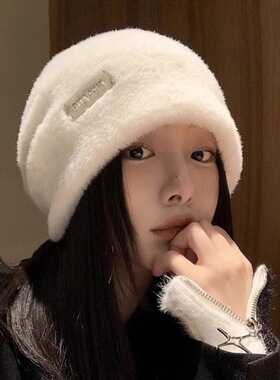 冬季新款堆堆帽女日系甜美毛茸茸帽子潮网红同款时尚保暖可爱冷帽