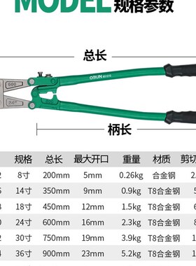 断线钳剪锁钢丝铁丝大钳子大力破坏鹰嘴剪刀断丝剪子省力钢筋剪