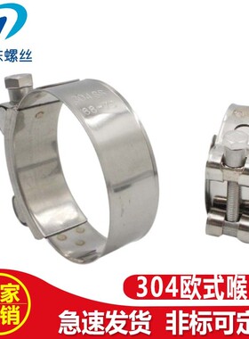 304不锈钢喉箍强力加厚欧式水管卡箍加宽抱箍软管油管管夹手拧