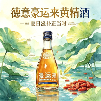 德意豪运来125ml黄精酒38度2瓶零糖零添加