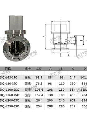 ISO63 ISO80 ISO100 ISO160 GDQ气动挡板阀  气动角阀 真空阀门