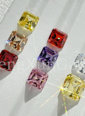 正方倒角阿斯切合成锆石裸石 3x3~12x12mm 戒指首饰DIY主石副石