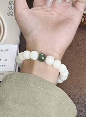 普陀山白玉菩提佛珠手串转运