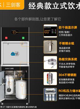 三剑客温热饮水机学校工厂用不锈钢开水器过滤直开水机材质商用