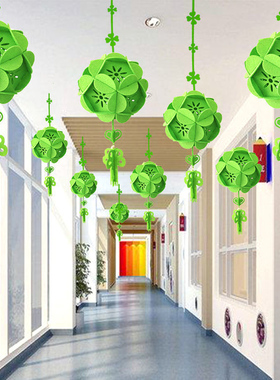 春天绿色商场店铺吊顶装饰幼儿园走廊挂饰教室环创天花板创意吊饰