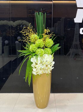 玻璃钢客厅落地大花瓶仿真花艺套装装饰花摆件欧式酒店售楼部装饰