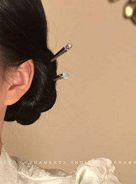 新中式清冷珍珠发簪女2026新款高端气质汉服簪子古风简约发钗头饰