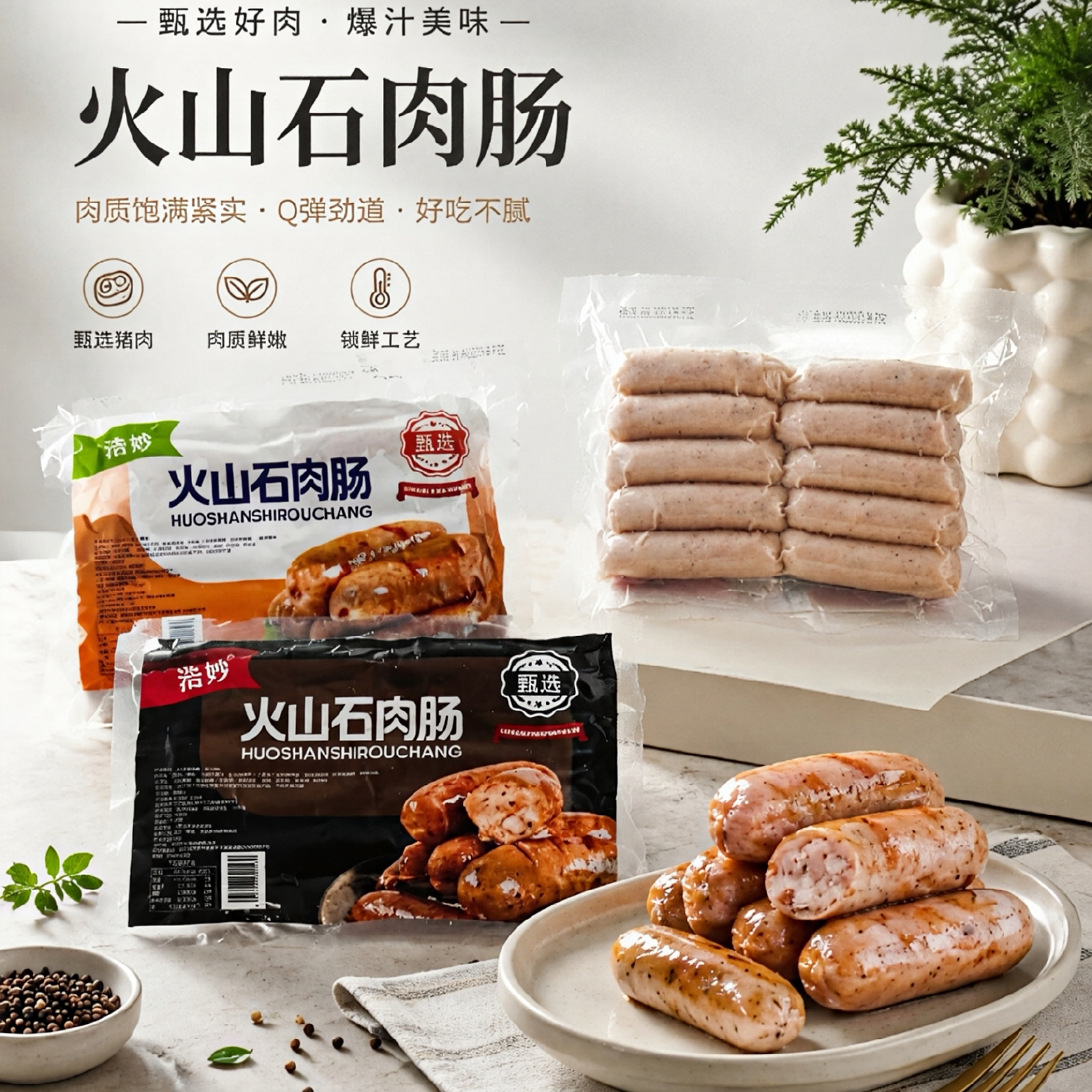 浩妙（食品）火山石烤肠85%肉含量冷链直发优质猪肉香肠烧烤-5