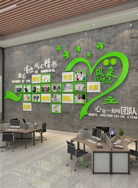 员工风采展示照片墙企业文化公司氛围布置团队背景墙面装饰画贴纸
