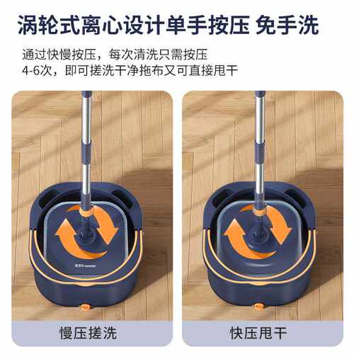 美添乐拖把杆免手洗旋转拖地净污分离拖把桶超细纤维拖布清洁家用 - 图1