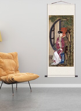 古典仕女图丝绸挂画卷轴画国画雍正十二美人博古思幽酒店包厢挂画