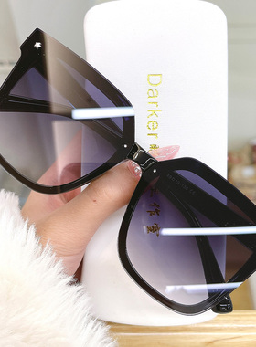 韩版复古超大方框黑色女街拍墨镜