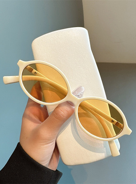 椭圆太阳镜书呆子墨镜女韩版复古