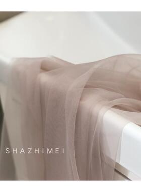 浅紫色粉头纱网纱DIY汉服布料 新娘旅拍头纱婚庆背景布置礼服布料