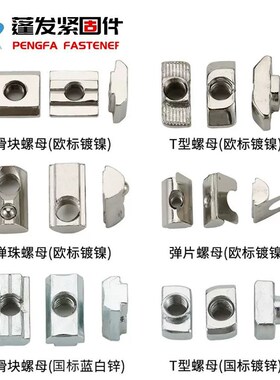 304不锈钢滑块螺母镀锌铁镀镍T型螺母铝挤型材料欧标20304045型船