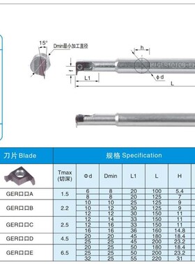 小孔径内孔槽刀杆弹簧钢SIGER0808A 0606A 1010B 2020D小孔切槽刀