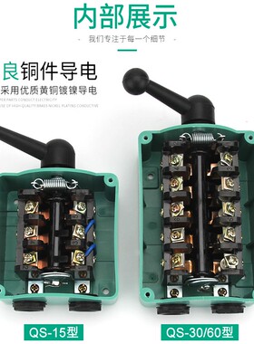 QS-15/30/60型防水倒顺开关三相电动机开关正反转开关380V15A
