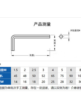公制内六角扳手黑色/镀镍六角匙L型0.9/1.271.5/2/3/4/5/6/8/1012