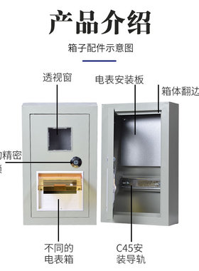 家用单相电表箱PZ401 2 3 4 5 6 8  10户明装出租房电子式电表箱
