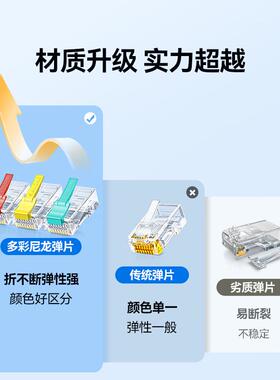 山泽超六类万兆水晶头 彩色折不断非屏蔽工程级 SJ630Z/630H/630L