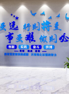 公司办公室背景墙面装饰画会议室文化墙励志标语企业形象墙贴纸3d