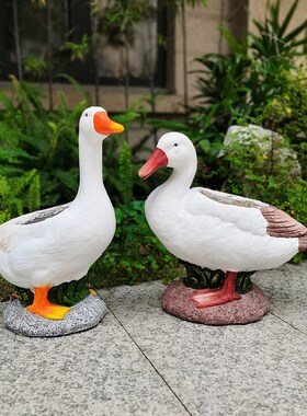 庭院花园阳台造景布置鸭子花盆院子水景幼儿园装饰品仿真动物摆件