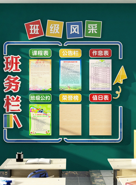 班级之星布置教室装饰班务公约栏文化墙贴小学荣誉黑板报环创材料