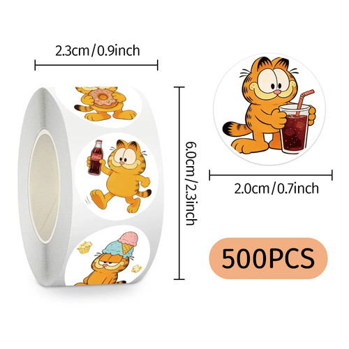 2000贴加菲猫卡通贴纸笔记本装饰贴奖励贴卡通可爱动画图案手机水杯行李箱装饰贴纸卷动漫个性标签贴画 - 图2