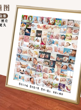 宝宝百睡图定制百岁图排版一周岁相框制作百天图照片挂墙百日照