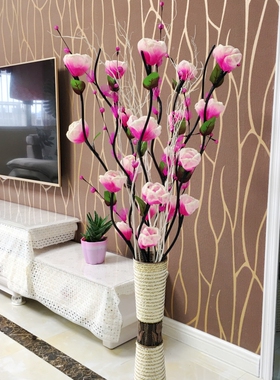仿真花艺客厅落地假花叶脉干花花束插花家居室内装饰品套装摆设件