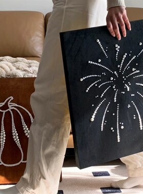 法式复古中古风装饰画高级感立体珍珠手绘南瓜壁画美拉德餐厅壁画
