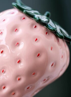 新款草莓茶叶罐粉色少女心碎银子陶瓷密封罐红茶防潮手工彩绘水果