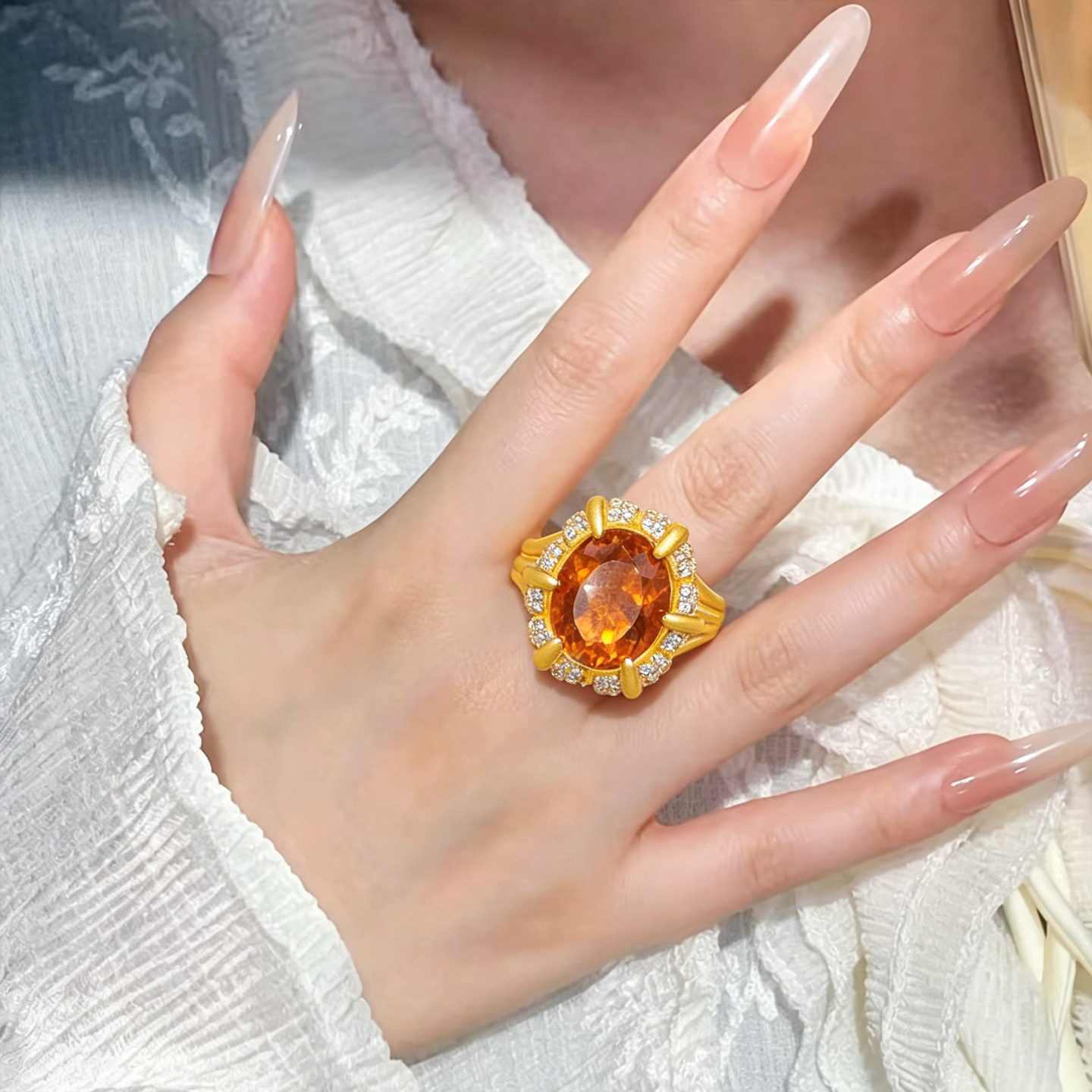 De Share Lilac Jewelry Gold Ring Women's Pure Gold 999 Ring Inlaid Ring Phantom Original